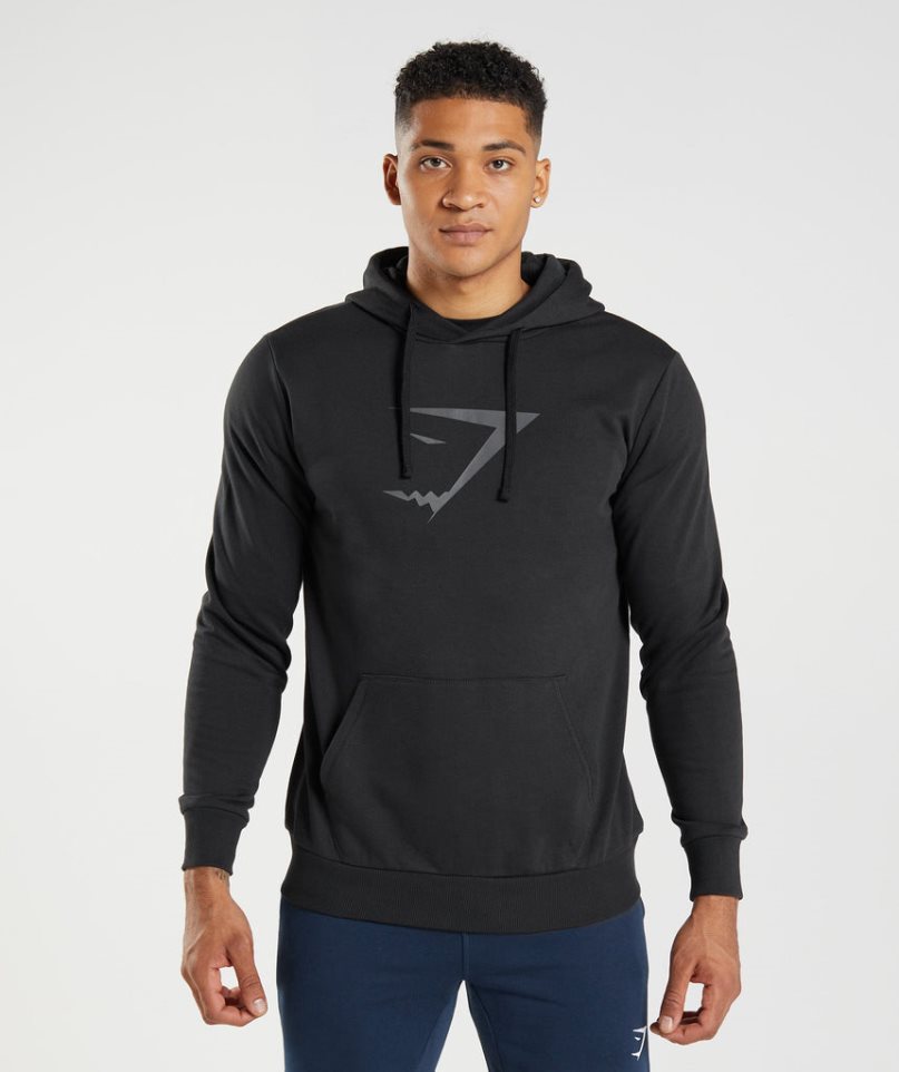 Men\'s Gymshark Sharkhead Infill Hoodie Black | NZ 4XILOC